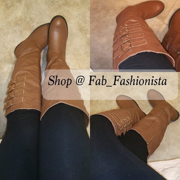 Vegan Leather riding boots tall buckle size 9 - Picture 8 of 8